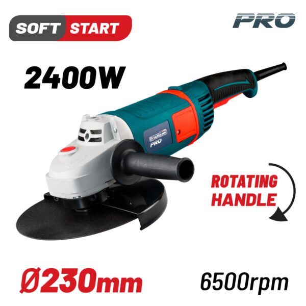 ANGLE GRINDER 2400W, Φ230m, 6500rpm, Soft start, Rotating handle