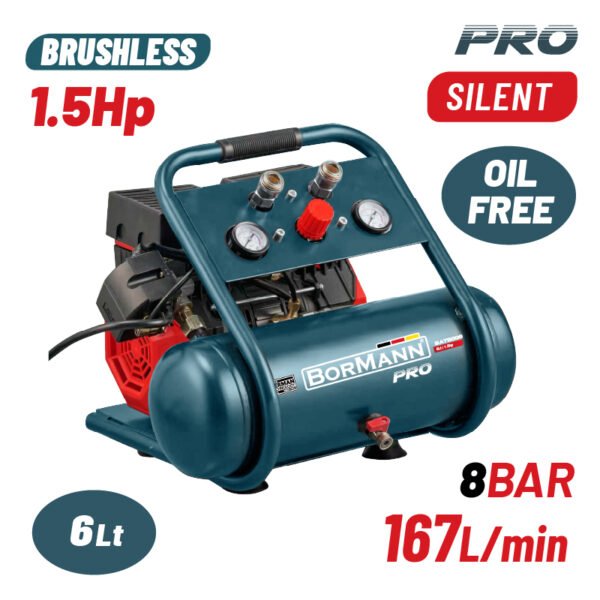 BORMANN BAT5006 AIR COMPRESSOR DIRECT DRIVEN,OIL FREE,SILENT,BRUSHLESS,1.5hp,6L,167L/min