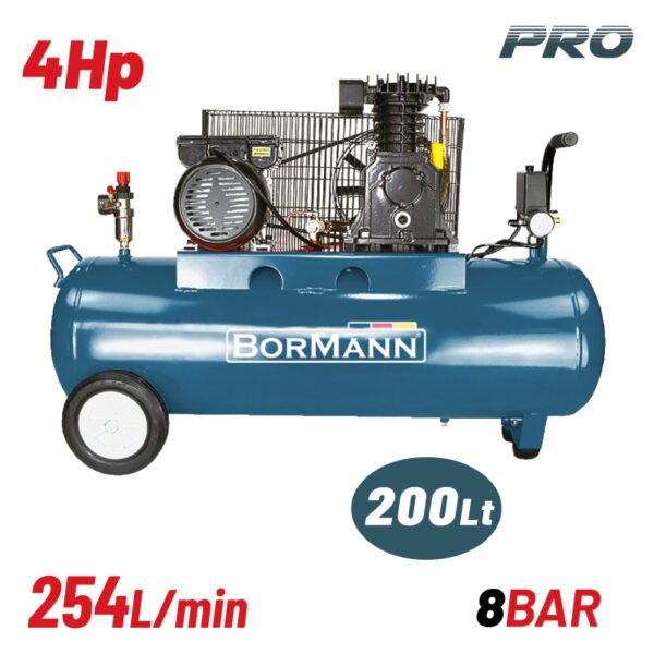 BORMANN PRO BAT5018 AIR COMPRESSOR BELT-DRIVEN, 4hp,200L,254L/min