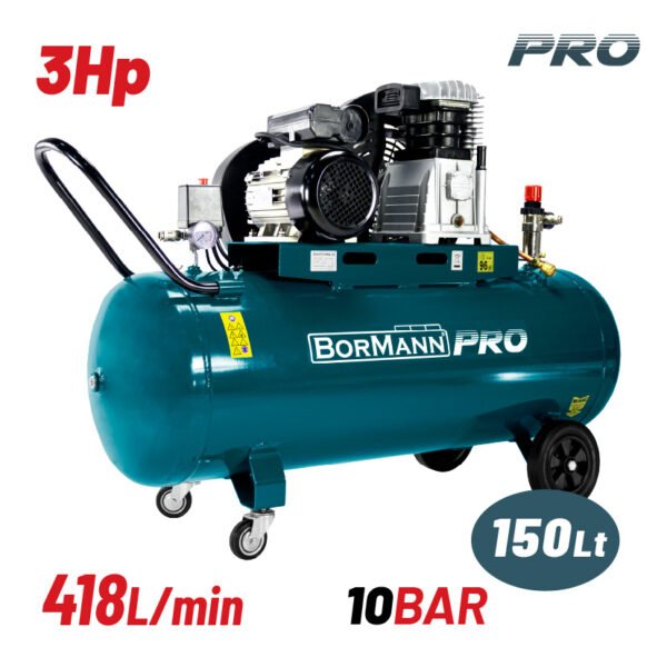 AIR COMPRESSOR BELT DRIVEN, 3hp/150L,418L/min