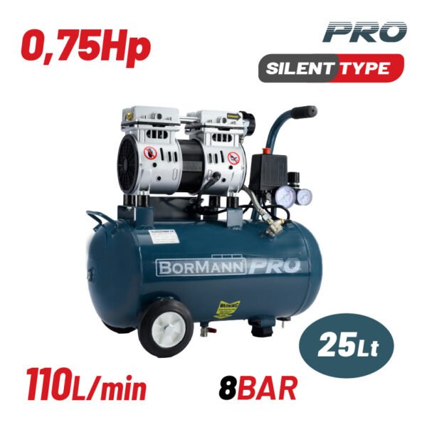 AIR COMPRESSOR DIRECT DRIVEN, OIL FREE, SILENT, BRUSHLESS, 0.75hp,25L,110L/min