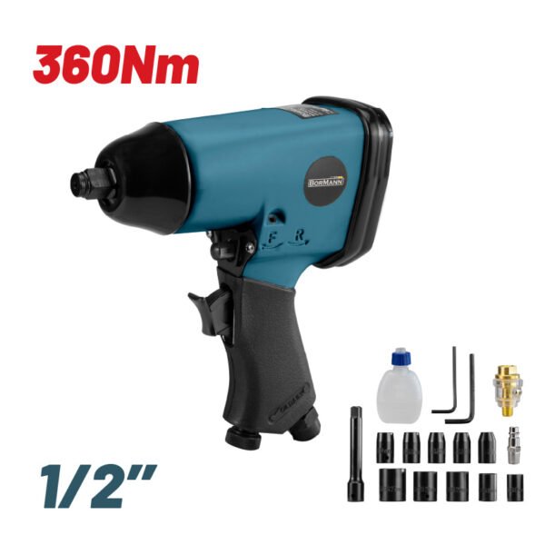 AIR IMPACT WRENCH KIT 1/2", WITH 10pcs SOCKETS, TORQUE 360Nm