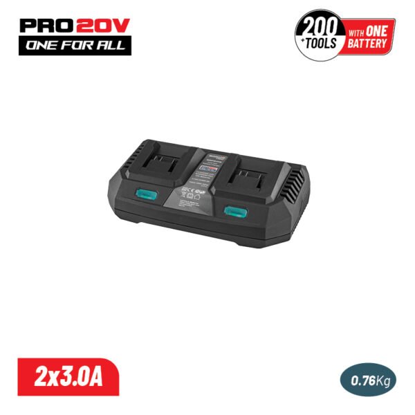DUAL FAST CHARGER 20V Li-Ion-2x4Ah-3A