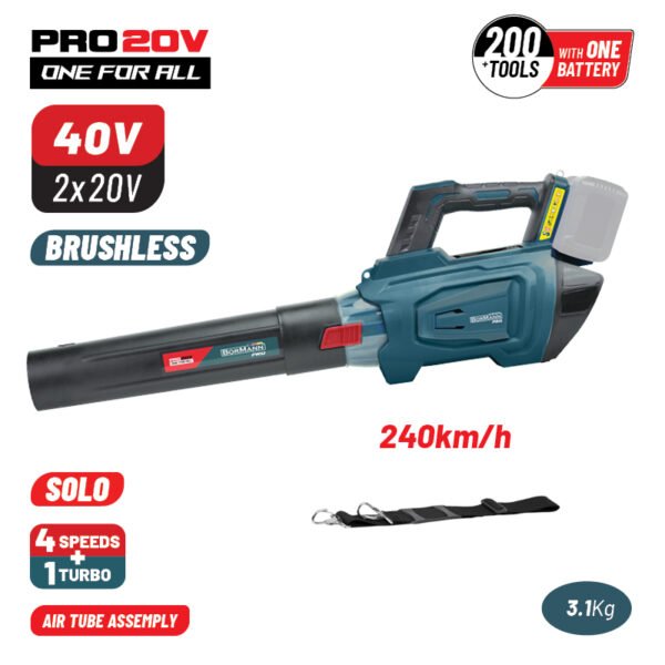 BORMANN Pro BBP4650 CORDLESS BLOWER , BRUSHLESS , 40V (2x20V), Li-Ion, 240km/h,5 SPEEDS,SOLO