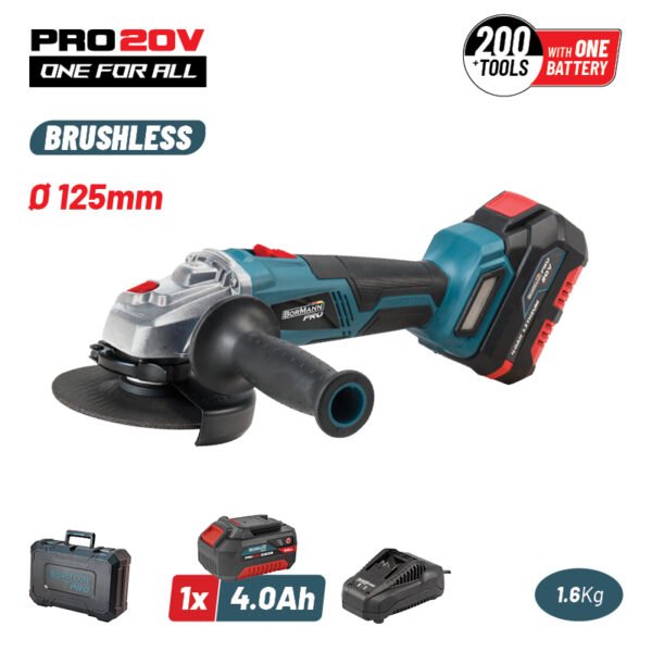 CORDLESS ANGLE GRINDER BRUSHLESS 20V 125ΜΜ & ΒΑΤΤΕRY 4ah