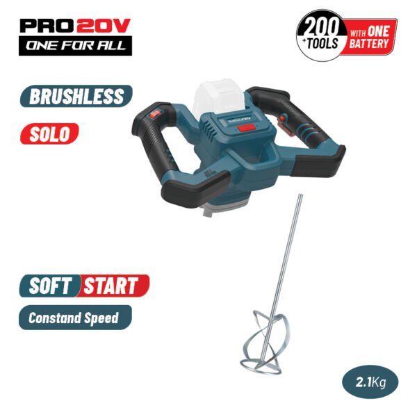 CORDLESS BRUSHLESS MIXER 20V, 6 SPEEDS , M14 - SOLO, PADDLE MIXER IS NOT INCLUDED