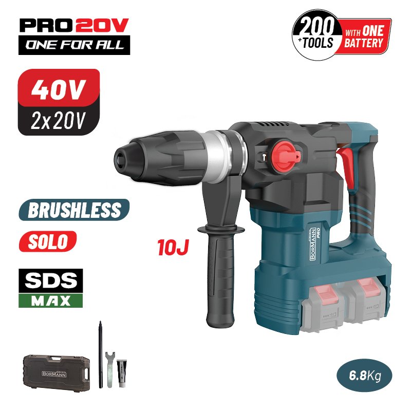 BORMANN Pro BBP5370 CORDLESS BRUSHLESS ROTARY HAMMER SDS-MAX 40V (2x20V), 10J, 6,8kg