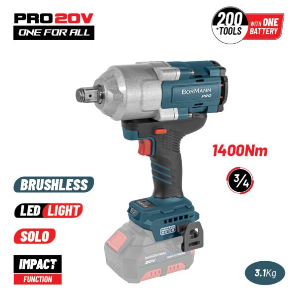 BORMANN PRO BBP5390 CORDLESS BRUSHLESS IMPARCT WRENCH 20V,Li-Ion,1400Νm, 0-900/1200/1500rpm,SOLO