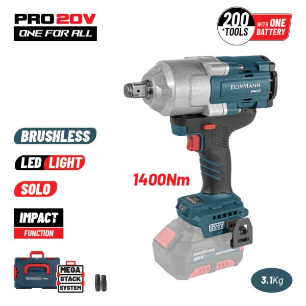 BORMANN PRO BBP5391CA CORDLESS BRUSHLESS IMPARCT WRENCH 20V,Li-Ion,1400Νm, 0-900/1200/1500rpm,SOLO