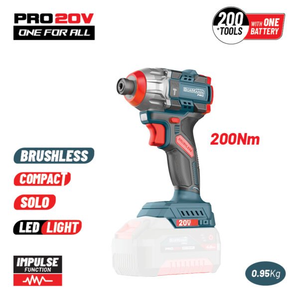 BORMANN PRO BBP5410 CORDLESS IMPACT DRIVER COMPACT, BRUSHLESS 20V, Li-Ion, 200Nm,SOLO