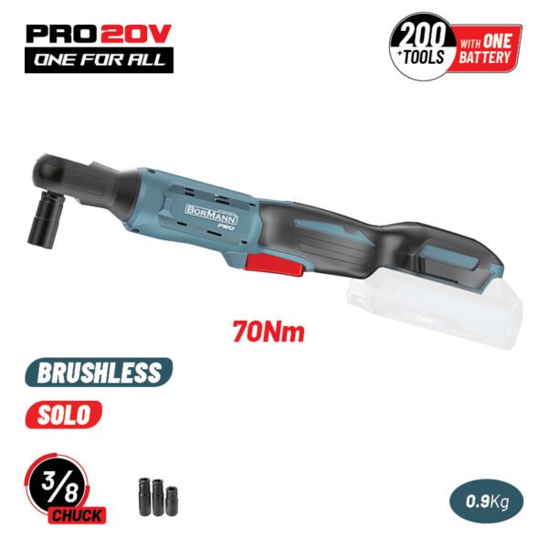 BORMANN Pro BBP5423 CORDLESS RACHET WRENCH 20V,Li-Ion, 70Nm , 0-320rpm , 3/8" , SOLO