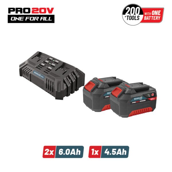 BORMANN PRO BBP9966 STARTER KIT 20V, Batteries 2x6.0Ah,DUAL FAST CHARGER,Li-Ion,4.5A
