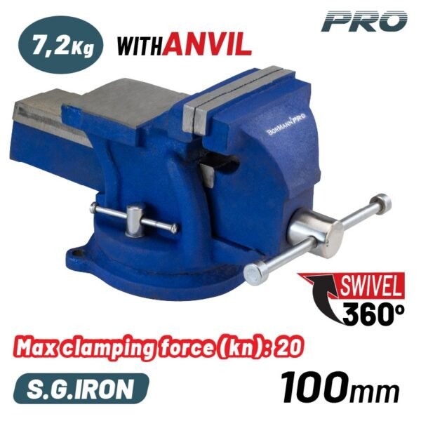 SWIVEL BASE IRON VICE, JAW HARD, SMOOTH FINISH, 4", 7.2kg, S.G IRON