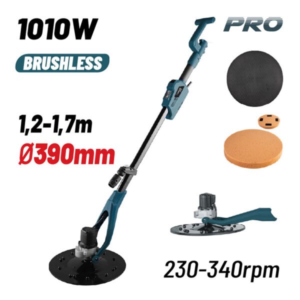 TELESCOPIC CEMENT/PLASTER BRUSHLEES SMOOTHING MACHINE 1,2-1,7m Φ390mm, 1010W, ADJUSTABLE 230-340rpm