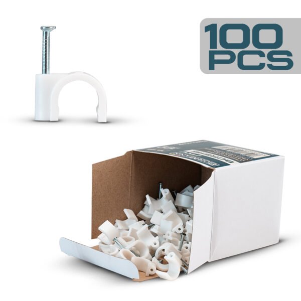 CIRCLE CABLE CLIPS WHITE 10/23 100pcs