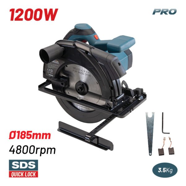 CIRCULAR SAW 1200W,Φ185, 4800rpm, Laser, 24T Saw Blade