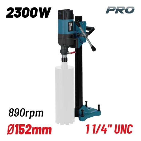 DIAMOND CORE DRILL WITH BASE 2300W Φ152mm 890rpm, 1 1/4''