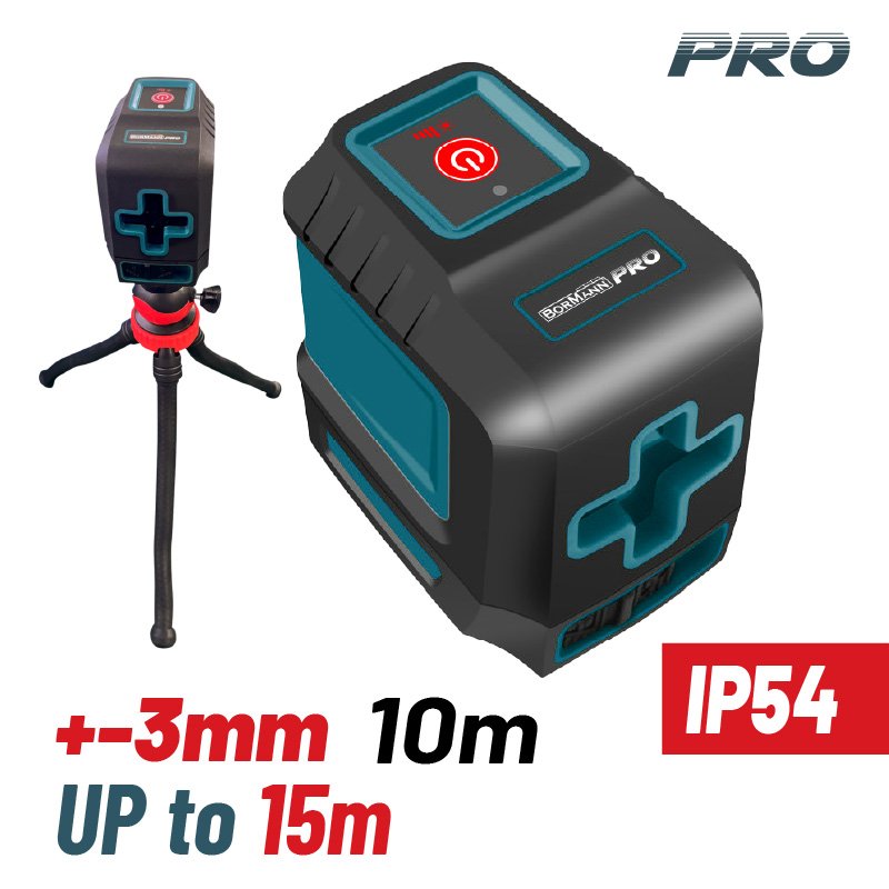CROSS RED LINE LASER 15m, SET 30cm MINI FLEXIBLE TRIPOD