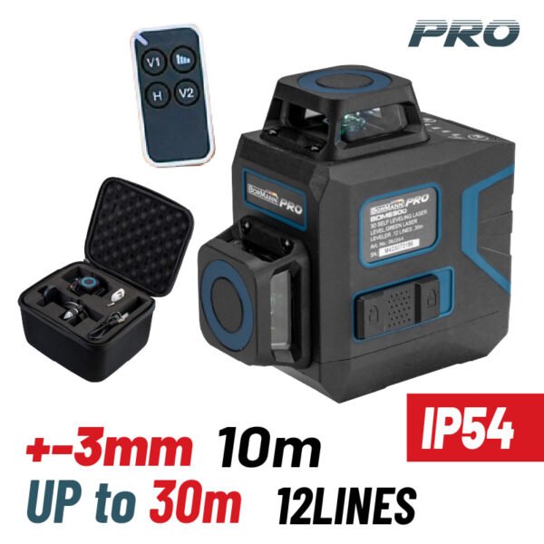 3D SELF LEVELING LASER LEVEL,GREEN LASER LEVELER ,12 LINES ,30m , REMOTE CONTROLLER