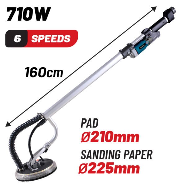 DRYWALL SANDER 710W LED light, 1000-2100rpm, 160cm, 225mm