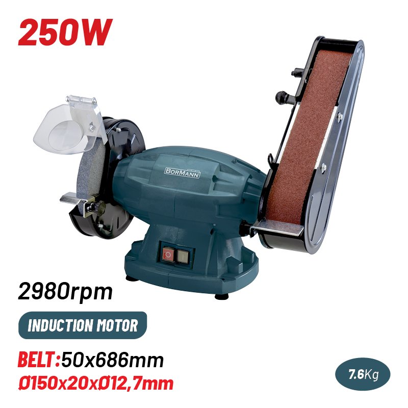 BENCH GRINDER Φ150mm , 350W WITH BELT 50x686mm