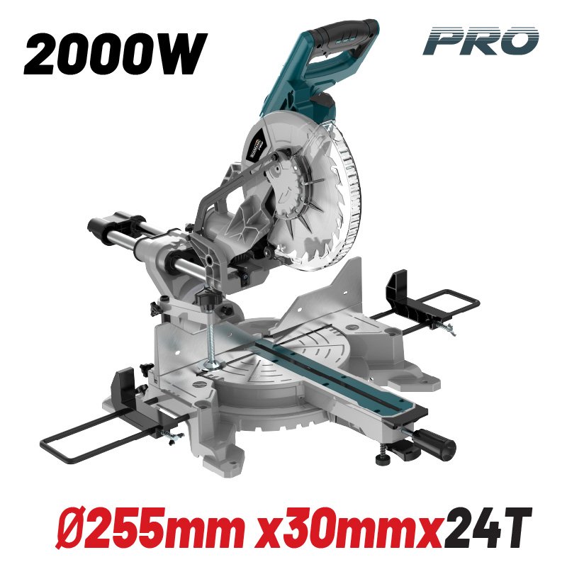 DOUBLE BEVEL MITER SAW WITH SLIDING Φ255X30 24T, 2000W, 5000RPM, WITH LASER
