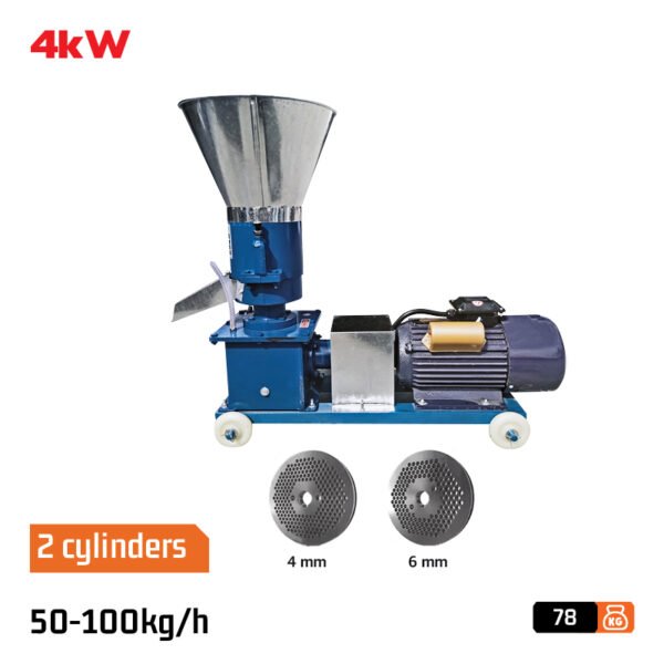 ANIMAL FEED PELLET MACHINE 4Kw, MAXIMUM PRODUCTION 100kg/h, PELLET DIAMETER 4mm OR 6mm, SINGLE-PHASE