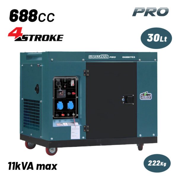 BORMANN Pro BGB9783 3-PHASE DIESEL GENERATOR RATED OUTPUT 8000W, 688cc, E-START, BATTERY, AVR, 78dB