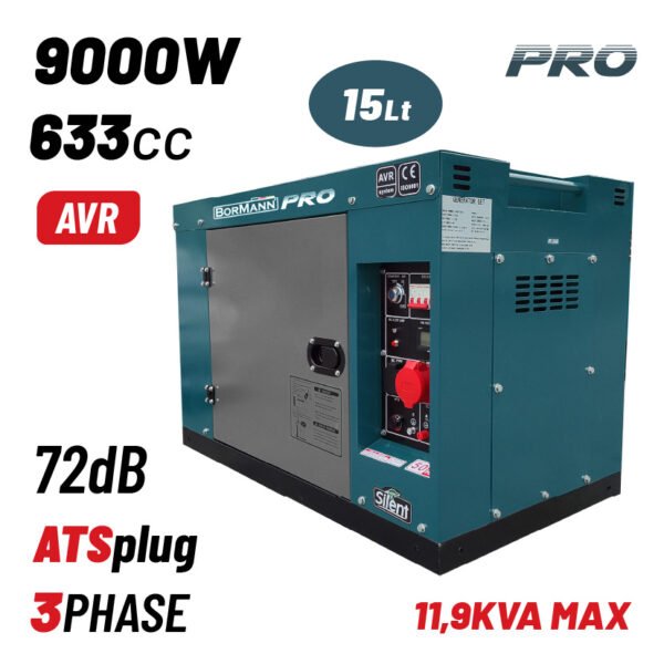 DIESEL GENERATOR 9000W , 633cc , 3PHASE , AIR COOLED , SINGLE-CYLINDER