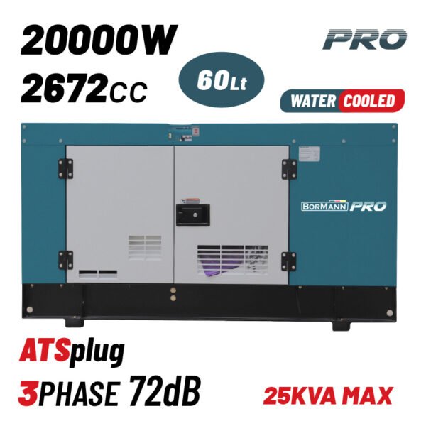 DIESEL GENERATOR 20000W , 2672cc, 1x32A , 1x16A , 3PHASE , WATER COOLED