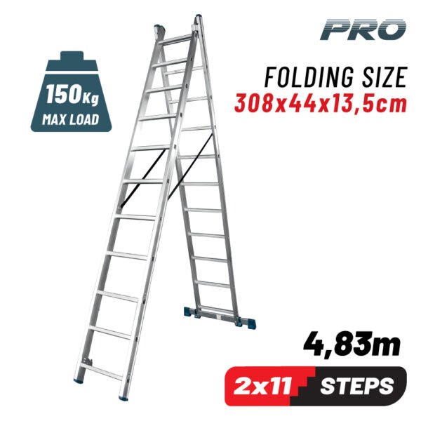 DOUBLE ALUMINUM LADDER 2x11 4.83m