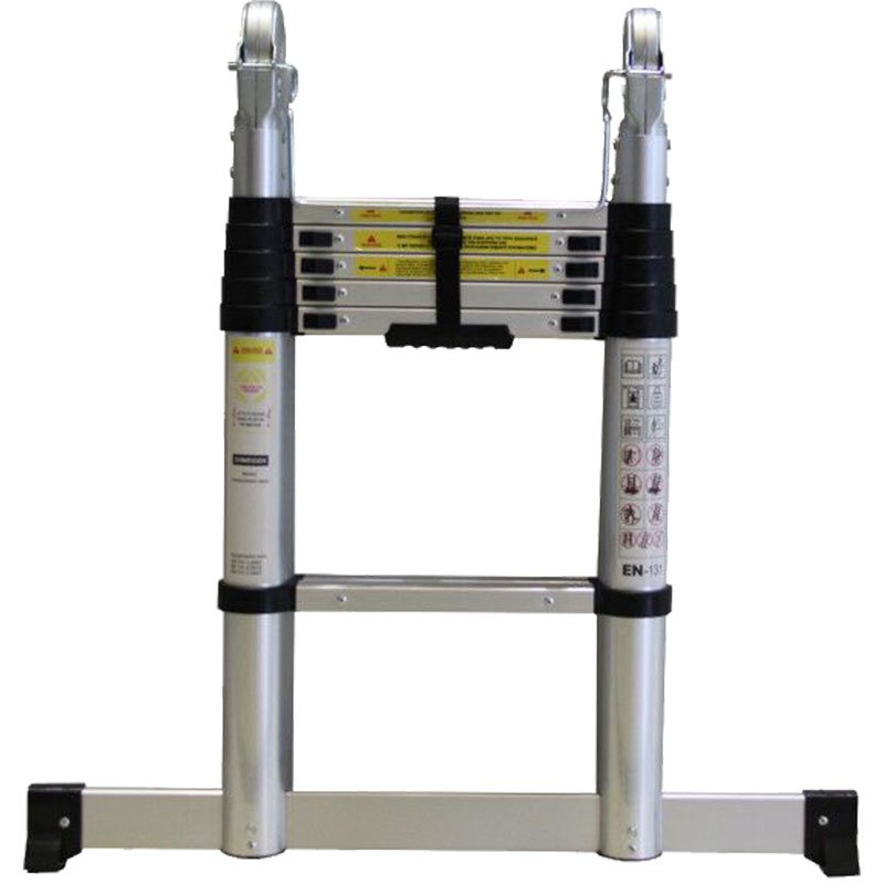 TELESCOPIC ALUMINUM LADDER 14 STEPS 2,2+2,2m, SOFT CLOSE - Image 2