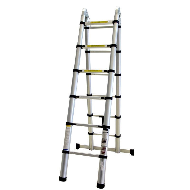 TELESCOPIC ALUMINUM LADDER 14 STEPS 2,2+2,2m, SOFT CLOSE - Image 3