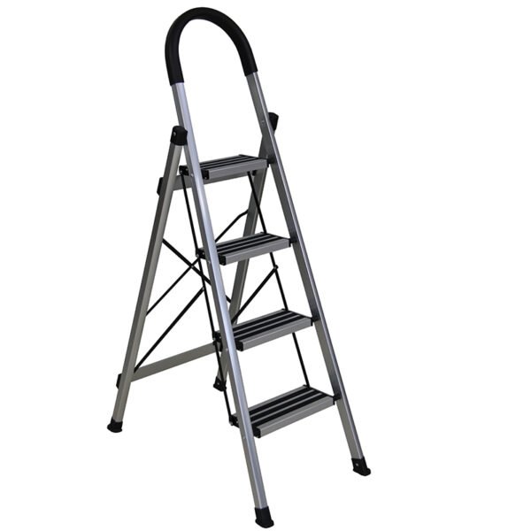 HOUSEHOLD ALUMINUM LADDER 3+1 STEPS, ANTISLIP RUBBER STEP AND FEET