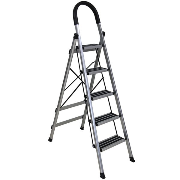 HOUSEHOLD ALUMINUM LADDER 4+1 STEPS, ANTISLIP RUBBER STEP AND FEET