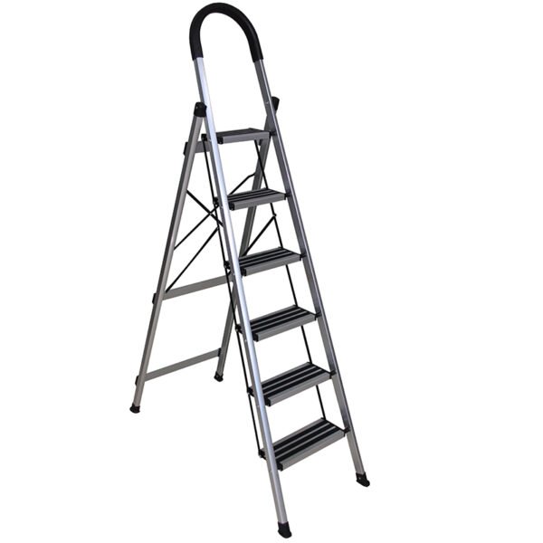 HOUSEHOLD ALUMINUM LADDER 5+1 STEPS, ANTISLIP RUBBER STEP AND FEET