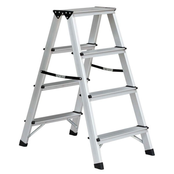ALUMINUM DOUBLE SIDED STEPLADDER 2x4, WITH SLIP RESISTANT FEET AND SAFETY BELTS