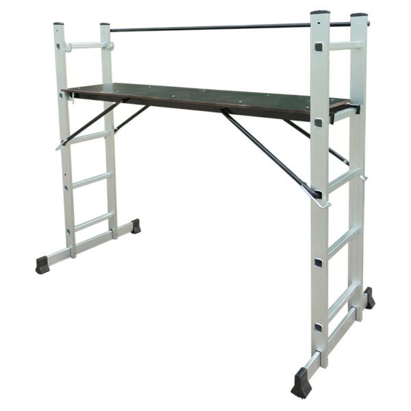 MULTIPURPOSE SCAFFOLDING ALUMINIUM LADDER 3IN 1, 5+5 STEPS WITH BALANCE BAR