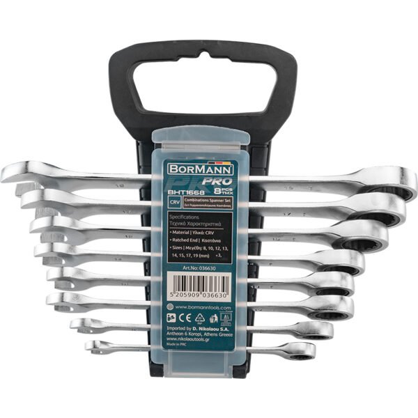 8 PCS COMBINATION RACHET SPANNER SET, FLAT PANEL