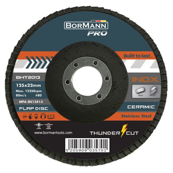 FLAP DISC ''THUNDER-CUT" INOX CERAMIC Φ125x22 #80