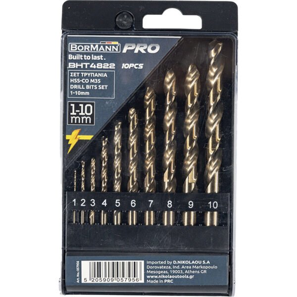 10pcs HSS-Co M35 DRILL BITS SET 1-10mm