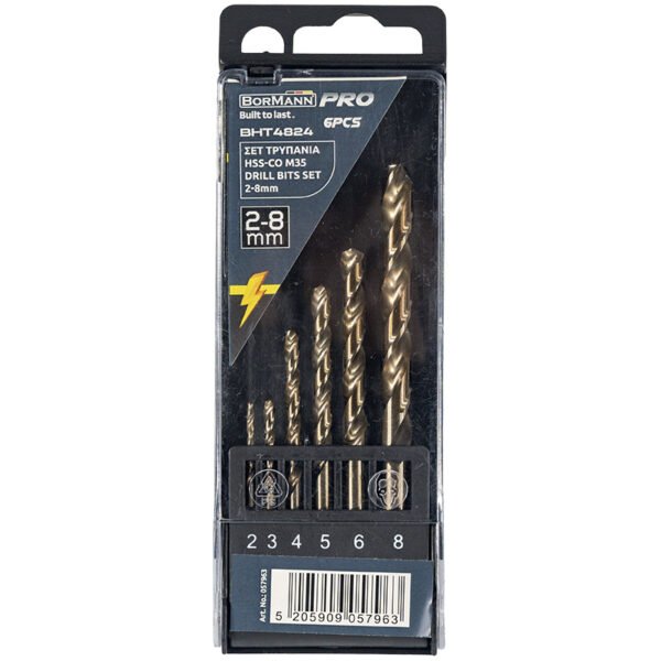 6pcs HSS-Co M35 DRILL BITS SET 2-8mm