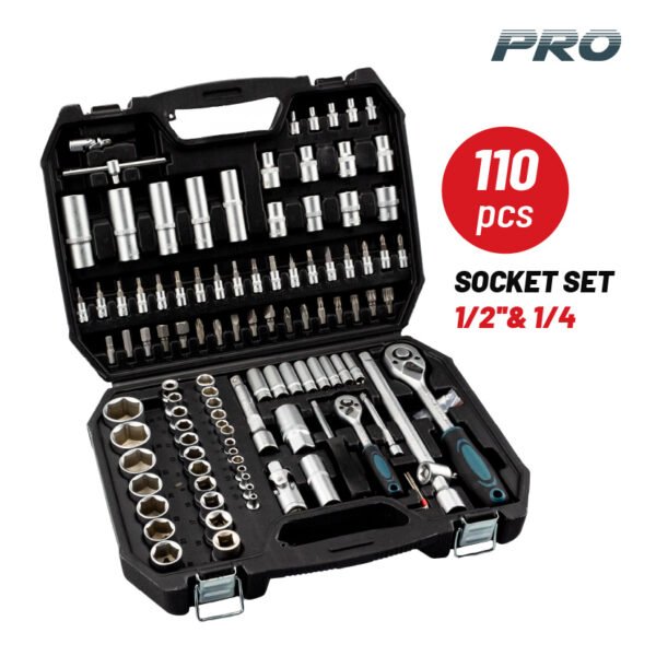 SOCKET SET WITH WRENCH 1/2 & 1/4" 110PCS