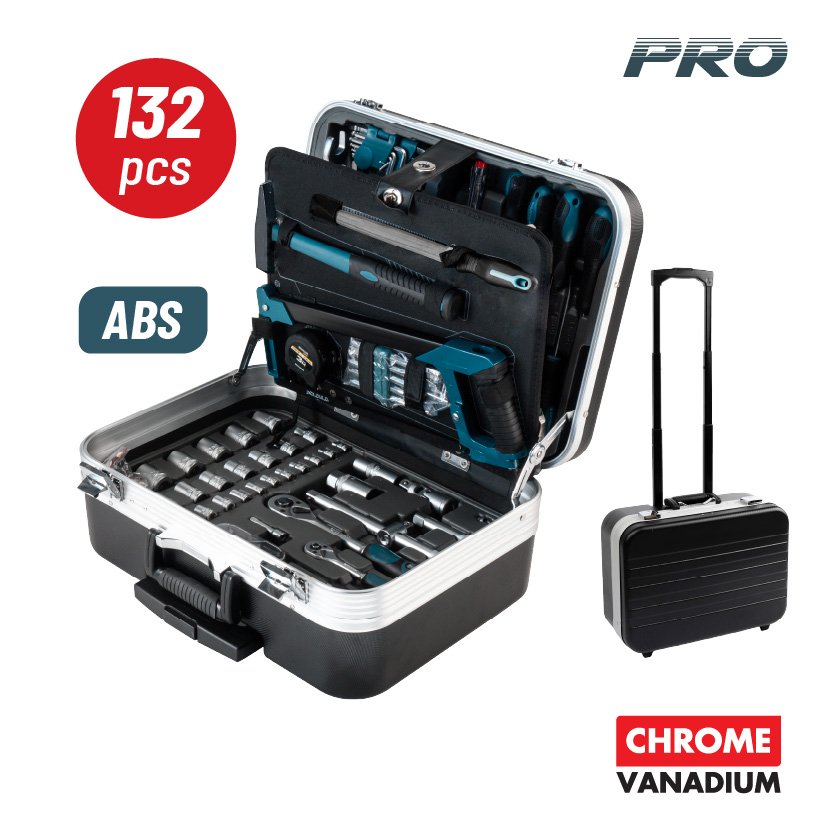 BORMANN Pro BHT5210 Εργαλεία Σετ 132τεμ,Cr-V Σε Τροχήλατη Βαλίτσα ABS