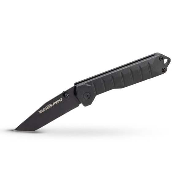 FOLDING UTILITY ΤΑΝΤΟ KNIFE IN BLACK COLOR WITH ALUMINUM HANDLE , 166mm, BLACK BLADE