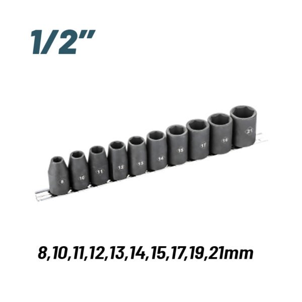 1/2" IMPACT SOCKETS SET 8,10,11,1213,14,15,17,19,21mm , 10PCS