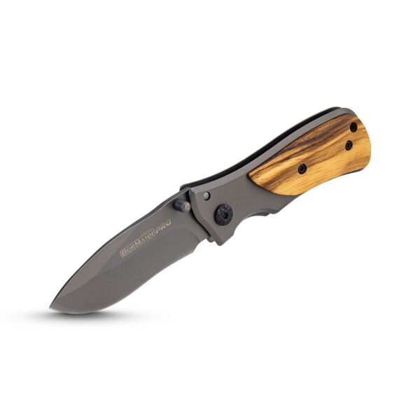 FOLDING UTILITY KNIFE WITH STAINLESS STEEL AND WOOD HANDLE