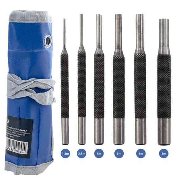 DRIVEN PIN PUNCHES 6pcs SET 1.5/2.5/4/5/6/8mm