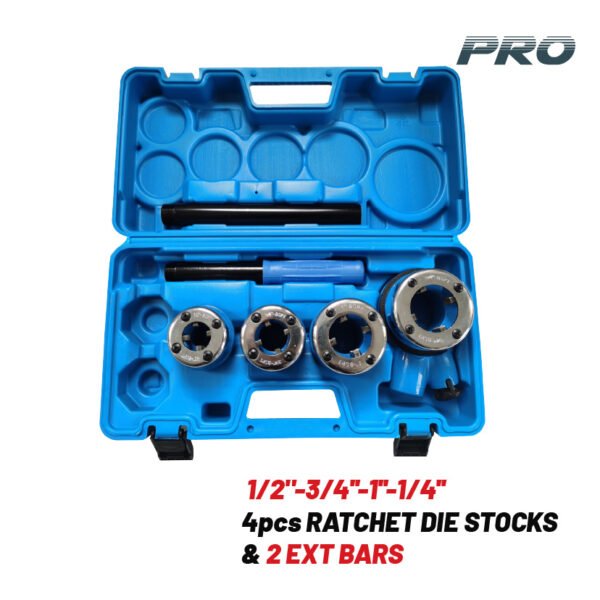 1/2"-3/4''-1''-1/4''RATCHET DIE STOCKS,2 EXT BARS , 4PCS
