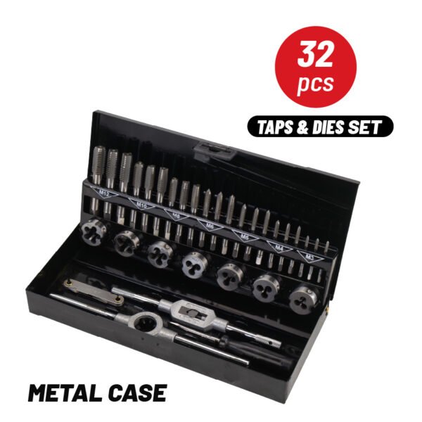 32PCS TAPS & DIES SET , METAL CASE